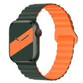 Ремешок - ApW32 Apple Watch 42/44/45мм силикон на магните (dark green/orange)