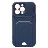 Чехол-накладка - PC066 с картхолдером (360) для "Apple iPhone 13 Pro" (dark blue/black) (207006)