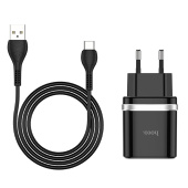 Адаптер Сетевой с кабелем Hoco C12Q QC3.0 USB 3A/18W (USB/Type-C) (black)