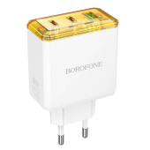 Адаптер Сетевой Borofone BAS34A Treasure 2Type-C/USB 65W (white)
