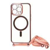 Чехол-накладка - SM016 SafeMag для "Apple iPhone 14 Pro" на ремешке (rose gold) (215643)