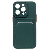 Чехол-накладка - SC315 с картхолдером для "Apple iPhone 14 Pro Max" (dark green) (214401)