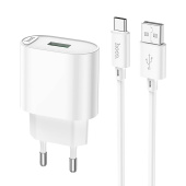 Адаптер Сетевой с кабелем Hoco C109A QC3.0 USB 3A/18W (USB/Type-C) (white)