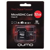 Карта флэш-памяти MicroSD 32 Гб Qumo +SD адаптер (class 10)