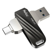 Флэш накопитель USB 64 Гб Netac US11 Dual (USB 3.0+ Type C) (black/silver)