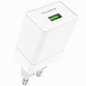 Адаптер Сетевой с кабелем Borofone BA47A Mighty QC3.0 USB 3A/18W (USB/Type-C) (white)