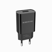 Адаптер Сетевой Borofone BA20A Sharp USB 2,1A/10W (black)