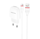 Адаптер Сетевой с кабелем Borofone BA49A Vast USB 2,1A/10W (USB/Micro USB) (white)