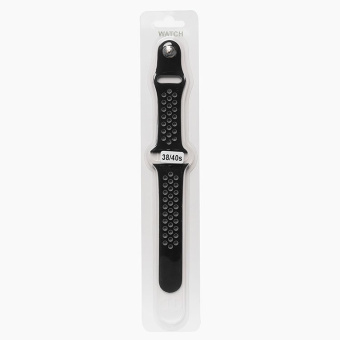Ремешок - ApW Sport N Apple Watch 38/40/41мм силикон на кнопке (S) (black/gray)