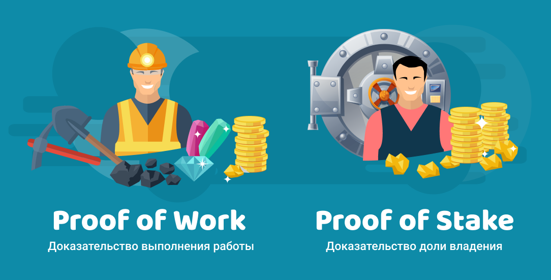 Proof-of-Work и Proof-of-Stake - сравнение между собой двух алгоритмов майнинга