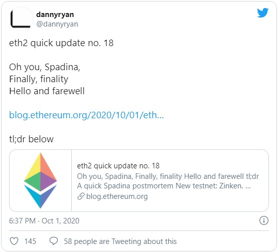 Команда разработчиков Ethereum анонсировали запуск последнего тестнета именуемого Zinken
