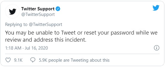 Twitter ограничил всем верифицированным пользователям публиковать посты и менять пароли