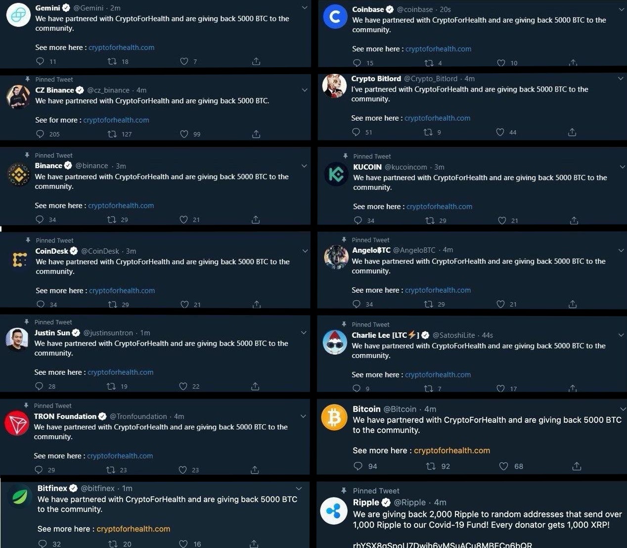 Twitter аккаунты криптовалютного сообщества которые попали под хакерскую атаку