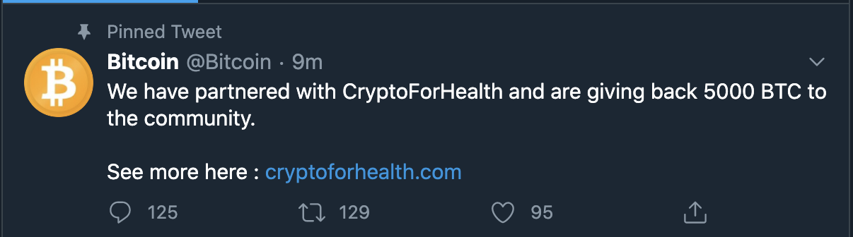 Официальный твиттер аккаунта биткоина был взломан 