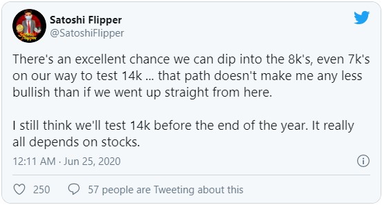 Satoshi Flipper считает, что текущее падения может дойти до уровне в $7000-$8000, после чего цена сможет достигнуть значения в $14 000