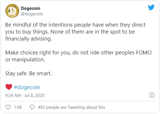 Официальные предупреждение разработчиков DogeCoin для всех покупателей криптовалюты