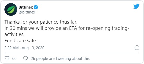 Руководство Bitfinex также обезопасило пользователей, сообщив, что пользовательским средствам ничего не угрожает.