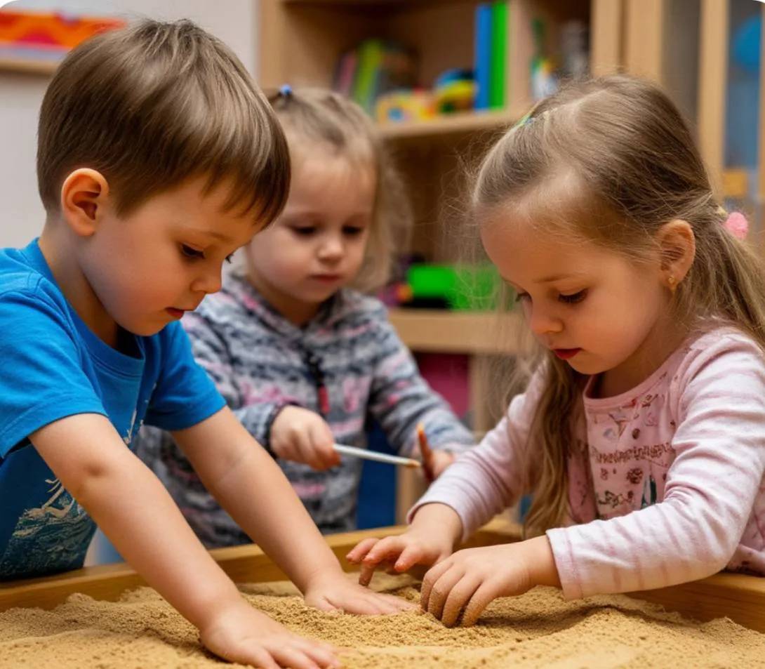 Дети играют с песком