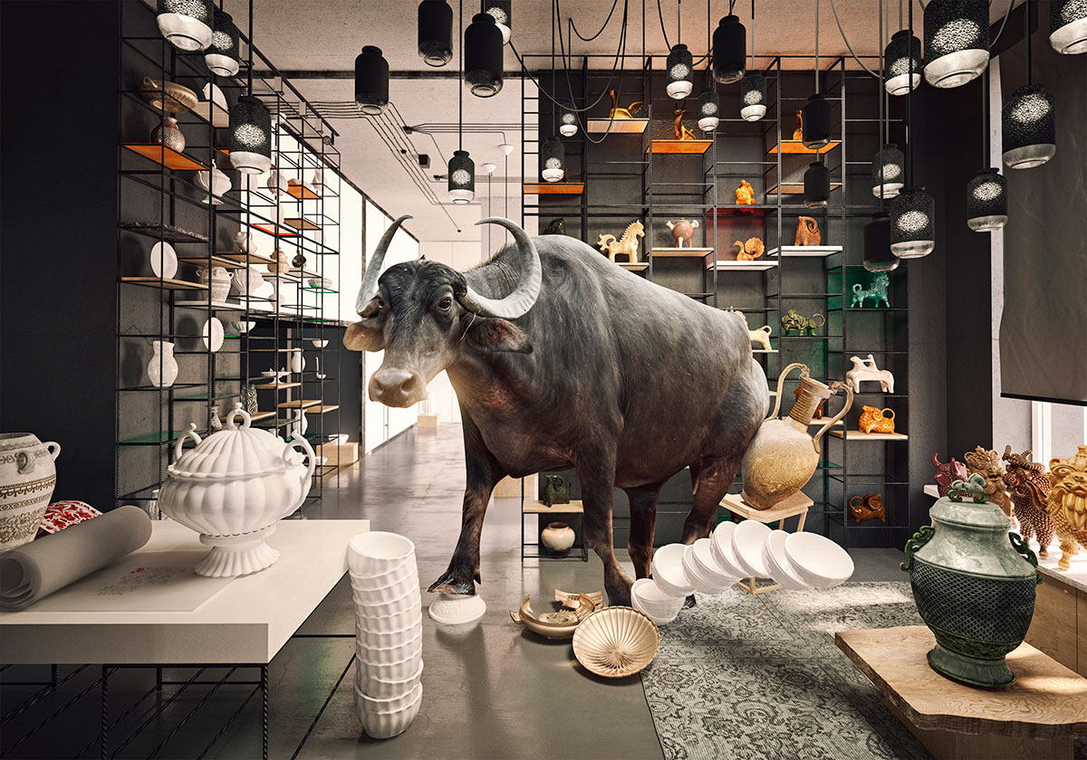 Word story – bull in a china shop