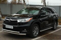 Пороги труба D42 с листом для Toyota Highlander 2014-