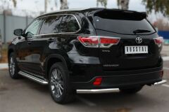 Защита заднего бампера уголки D63(секции) для Toyota Highlander 2014-