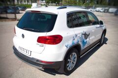 Защита заднего бампера 75х42 овал для Volkswagen Tiguan Sport & Style (Trend & Fun) 2011-