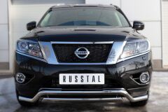 Защита переднего бампера D63 (волна) D75х42 (дуга) для Nissan Pathfinder 2014-