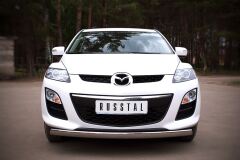 Защита переднего бампера D75х42 овал для Mazda CX-7 2010-2013