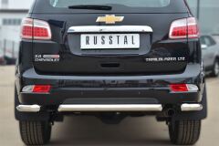 Защита заднего бампера уголки D63 (секции) для Chevrolet Trailblazer 2012-