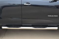 Пороги труба D76 с накладкой (вариант 2) для Chevrolet Trailblazer 2012-