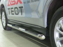 Пороги труба D76 с накладками (вариант 1) для Mitsubishi ASX 2010-2011