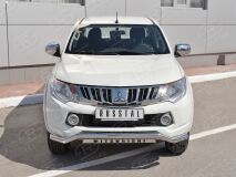 Защита переднего бампера D63 волна с надписью для Mitsubishi L200 2015-