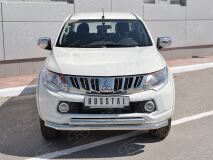 Защита переднего бампера D63 секция-D42 дуга с декором для Mitsubishi L200 2015-