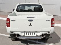 Защита заднего бампера D63 с листом (Лист нерж, проф. нерж)(вариант 3) для Mitsubishi L200 2015-