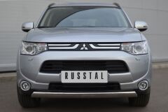 Защита переднего бампера D75х42 овал(дуга) для Mitsubishi Outlander 2012-2014