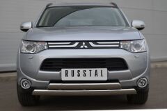 Защита переднего бампера D75х42/75х42 овалы(дуга) для Mitsubishi Outlander 2012-2014