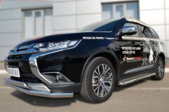 Защита переднего бампера D63 (секции) D75х42 (дуга) для Mitsubishi Outlander 2015-