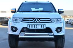 Защита переднего бампера D76 (дуга) 75х42 (дуга) для Mitsubishi Pajero Sport 2013-2015