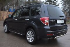 Защита заднего бампера D75х42 овал для Subaru Forester 2008-2012