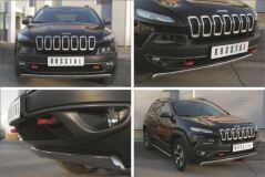 Защита переднего бампера D75х42 (дуга) для Jeep Cherokee Trailhawk 2014-