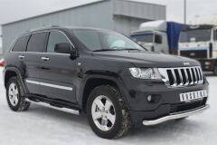 Пороги труба D76 с накладкой (вариант 3) для Jeep Grand Cherokee 2012