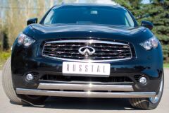 Защита переднего бампера D75х42 овал для Infiniti FX37-QX70 2010-