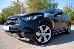 Защита переднего бампера D75х42 овал (Дизель) для Infiniti FX37-QX70 2010-