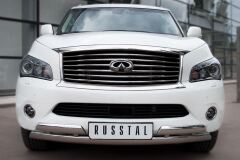 Защита переднего бампера D75х42/(75х42)х2 с подъемом для Infiniti QX56 2010-