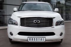 Защита переднего бампера D75х42 овал для Infiniti QX56 2010-