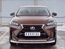 Защита переднего бампера D63 секции-D75х42 дуга для Lexus NX 200 2014 (кроме F-Sport)