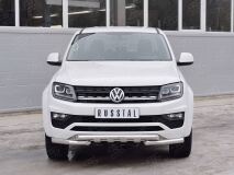 Защита переднего бампера D63 дуга-D63 секции + клыки для Volkswagen Amarok 2016-