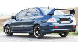 Накладка на задний бампер (юбка) Mitsubishi Lancer 9, тюнинг "Sport 2.0" (штатный-заводской обвес Спорт 2.0)