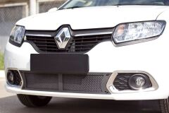 Защитная сетка и заглушка решетки переднего бампера Renault  Sandero II 2014—2018 (дорестайлинг)