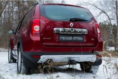 Накладка заднего бампера (аэродинамический обвес) 2 мм С ПОКРЫТИЕМ СЕРЫЙ МЕТАЛЛИК Renault Duster 2010-2014